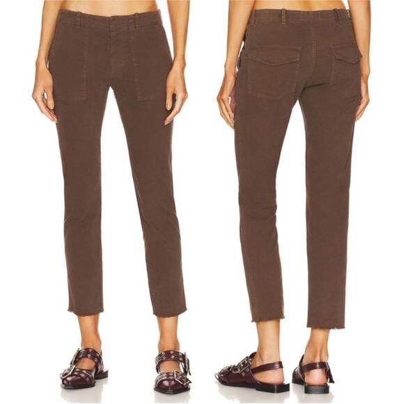 Nili Lotan Jenna Cropped Corduroy Patch Pocket Pants | Chocolate Brown | 0 - Picture 4 of 11